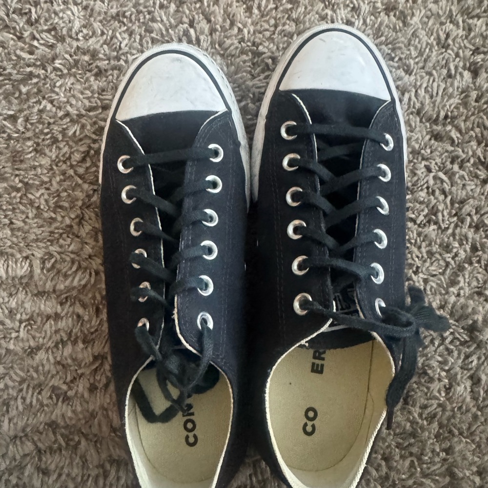 Converse Women's Black and White platform Canvas Sneakers - Picture 2 of 4